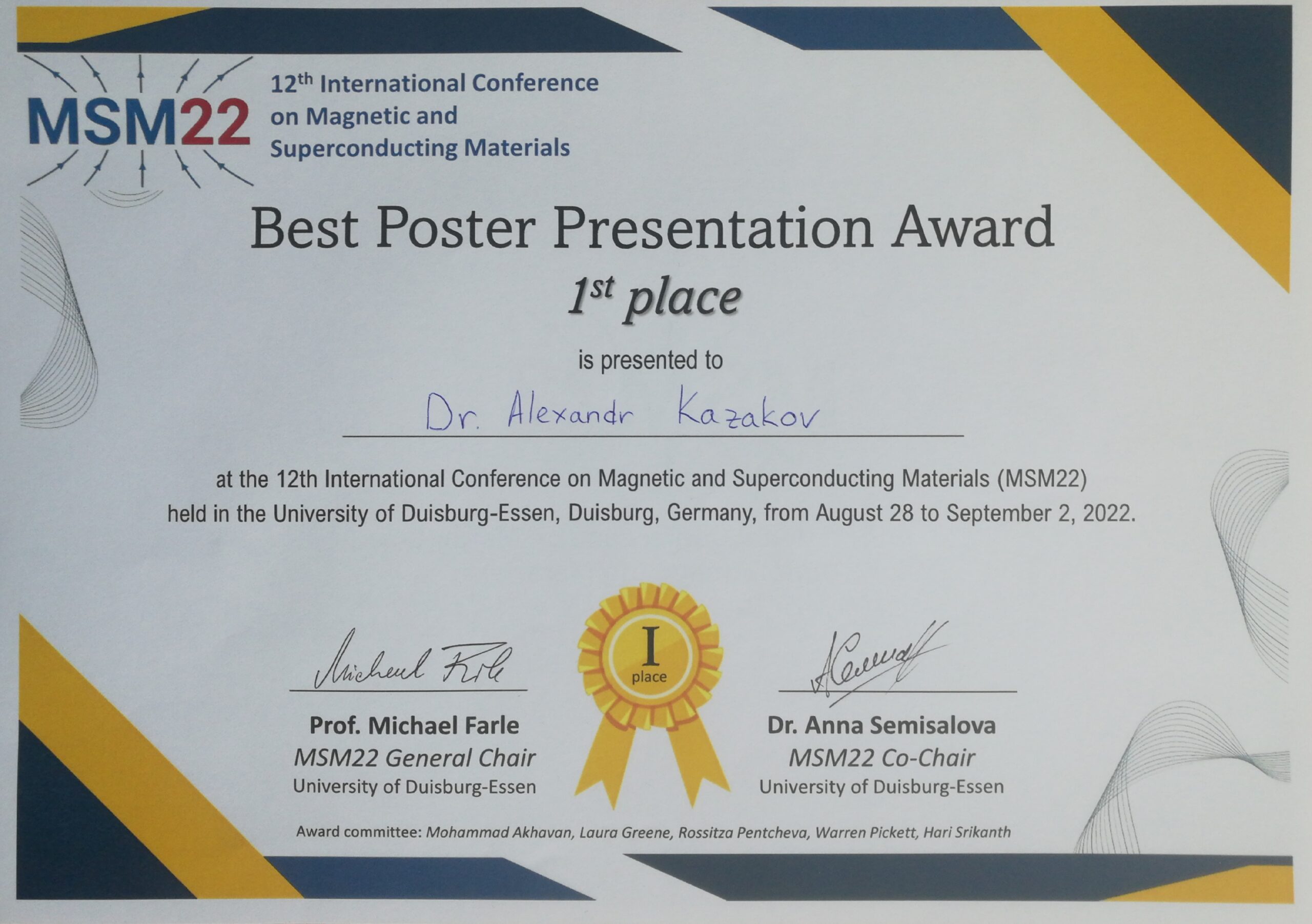 poster presentation certificate